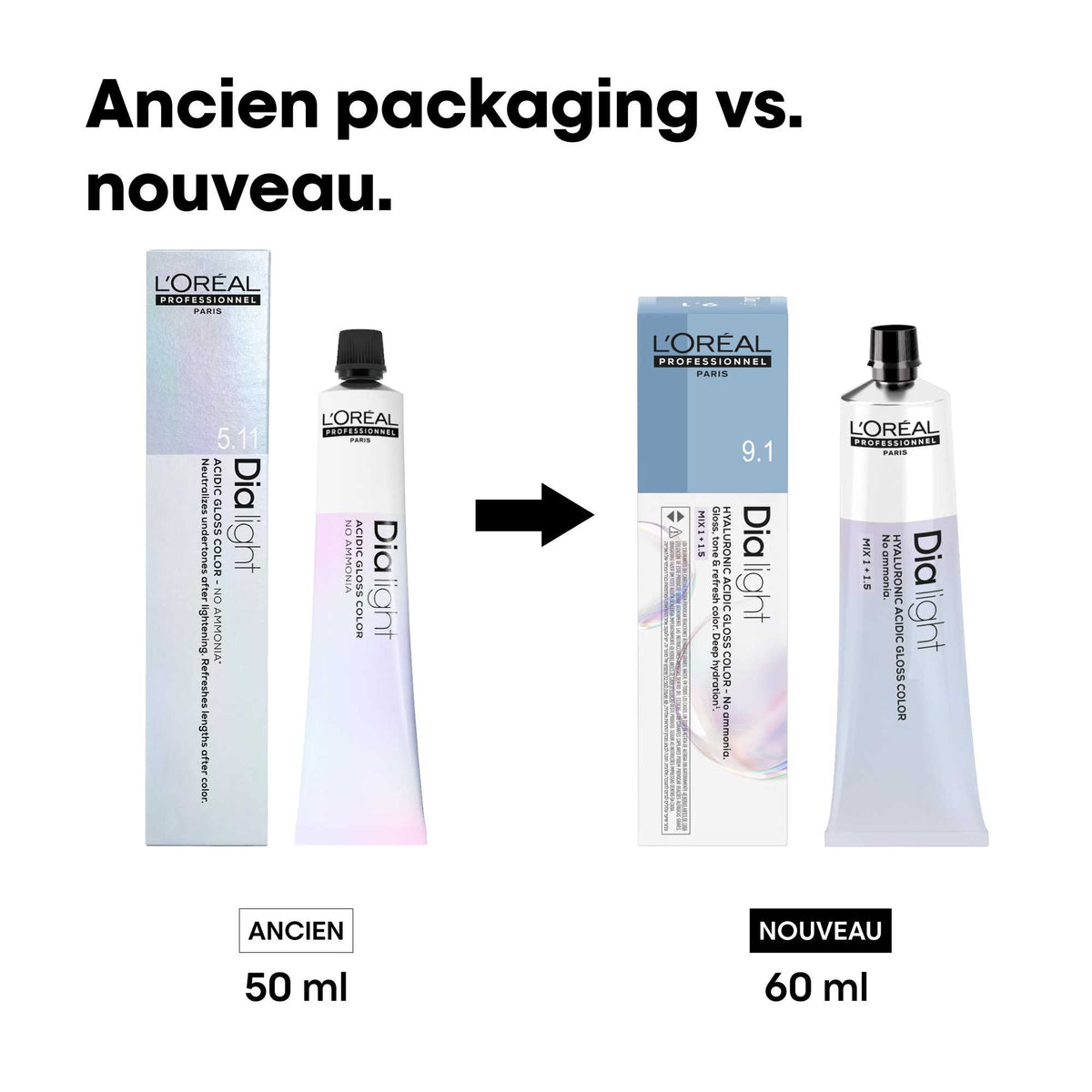 Tube Coloration Dia Light L'Oréal Professionnel 60 ML (NOUVELLE FORMULE)