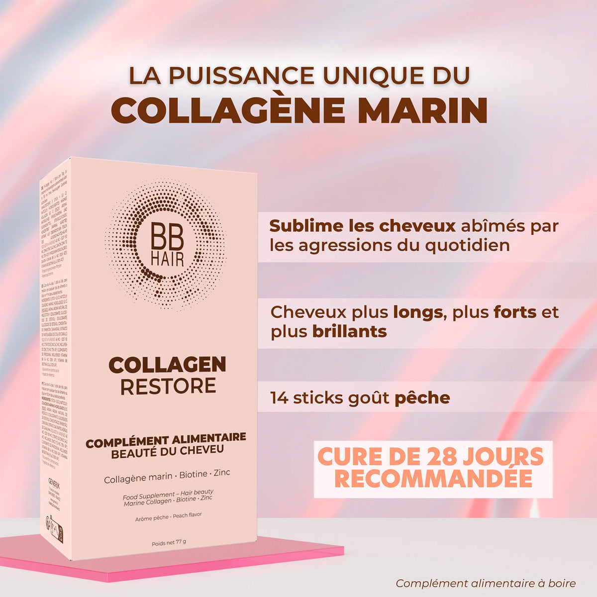 14 Sticks Complément Alimentaire Collagen Restore BBHair Generik