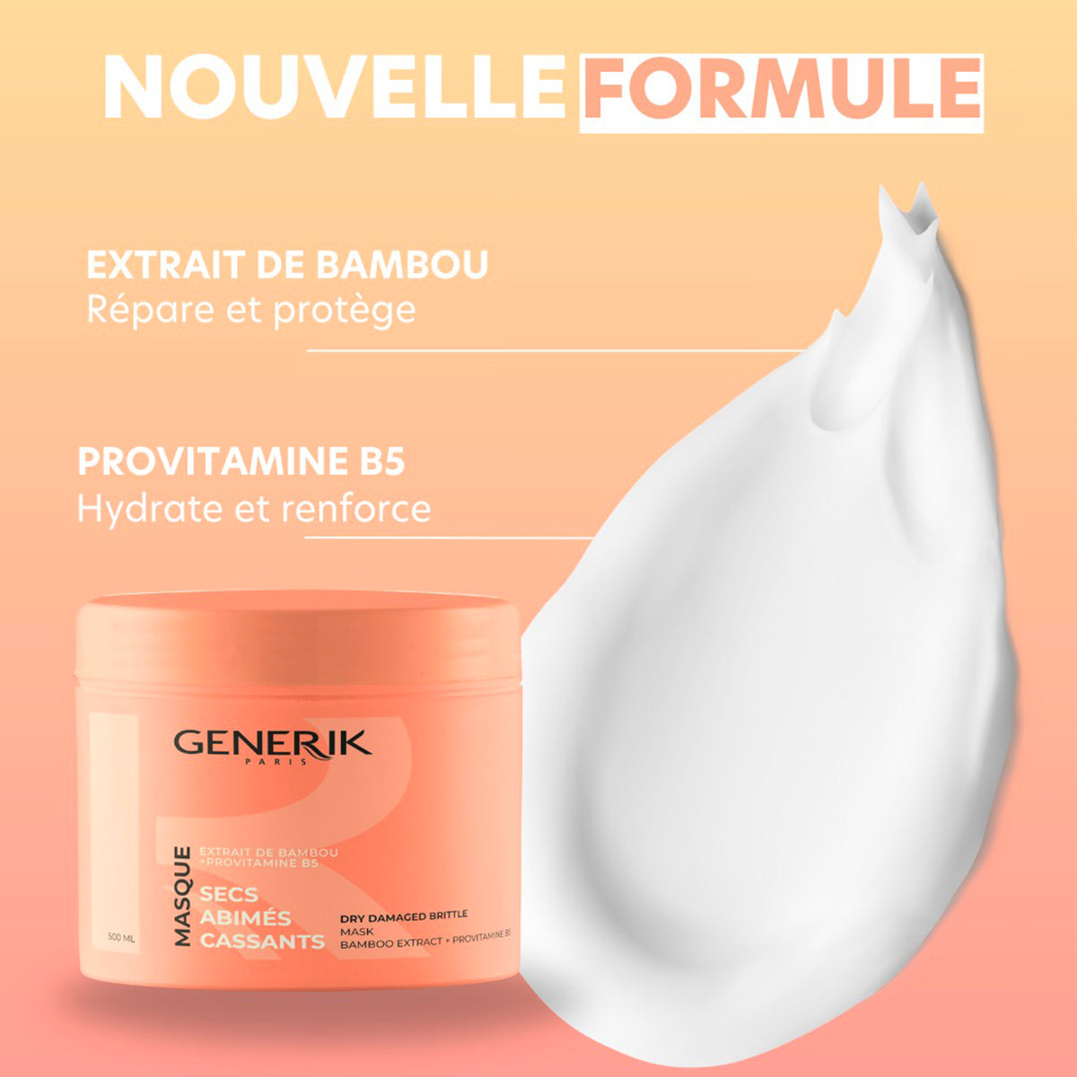 Masque Cheveux Secs/Abîmés/Cassants Generik