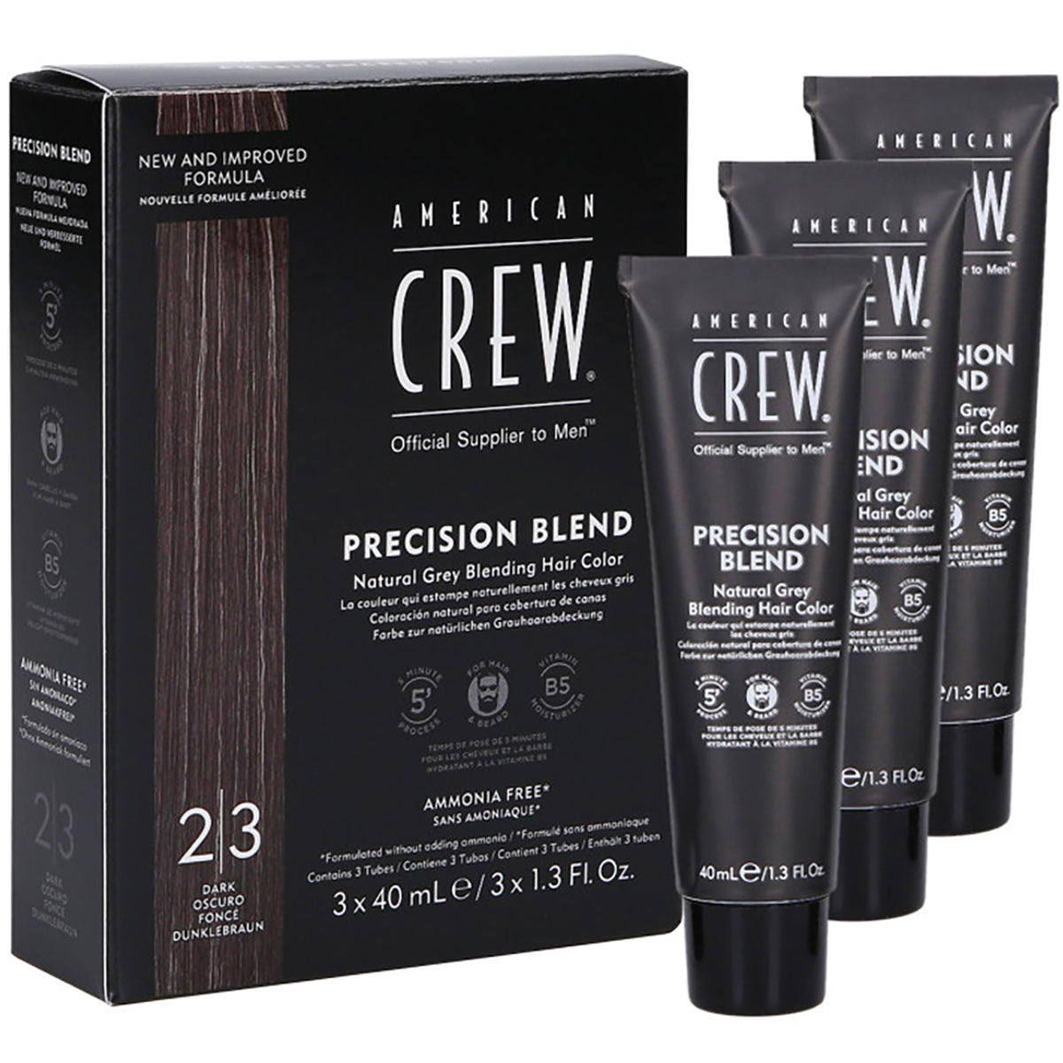 Coloration Homme Precision Blend Foncé (2-3) American Crew 3x40ML