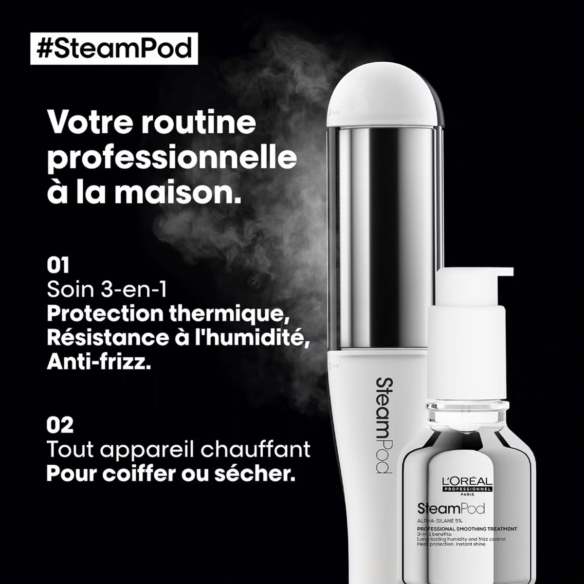 Lisseur Boucleur Steampod 4.0 + Soin Lissant 3-en-1 L'Oréal Professionnel